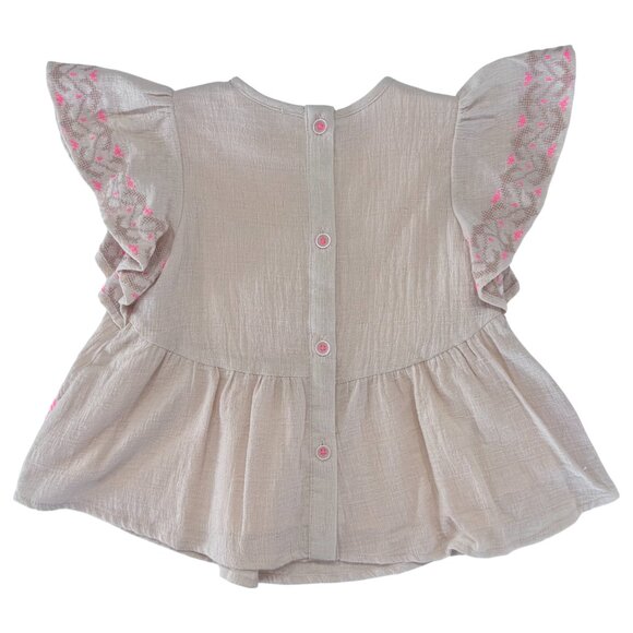 LOUISE MISHA - EMBROIDERED DRESS NUMIDIE - COTTON - BEIGE - 6M - NEW NO TAG - Picture 4 of 6